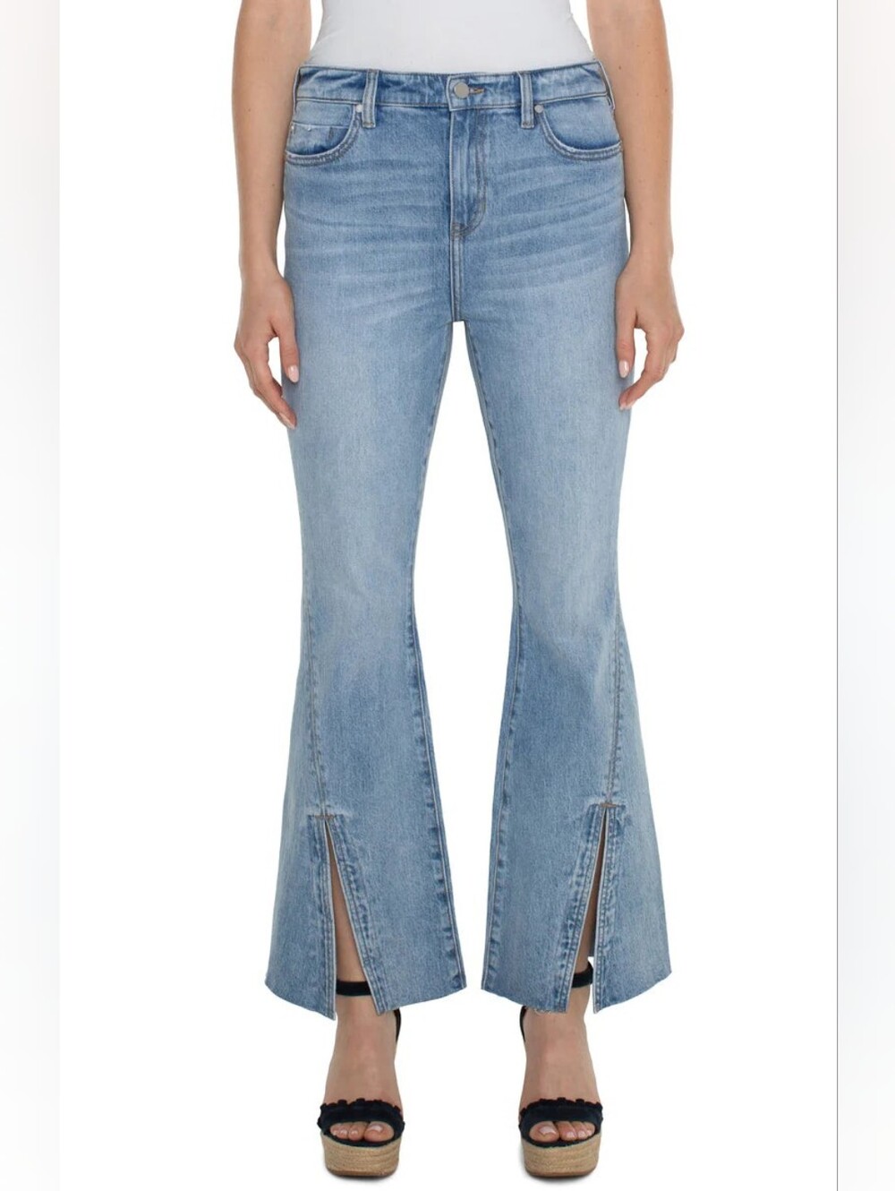 Liverpool LA | Hannah Flare Jeans with Slit Hem Light Wash Size 8/29